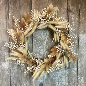 Fall Peony Wreath, Fall Farmhouse Wreath, Neutral Boho Wreath