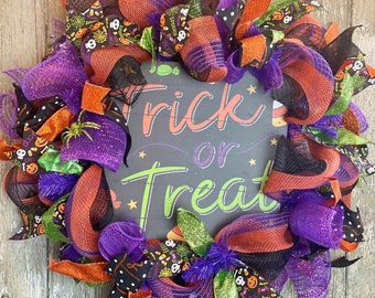 Halloween Decomesh Wreath, Halloween Wreath for Front Door