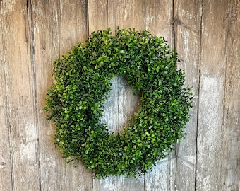 Faux Boxwood Wreath for Front Door, Greenery Wreath, Spring Wreath, Summer Wreath