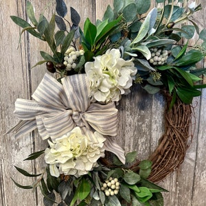 Spring hydrangea wreath,Spring Farmhouse Wreath, Ivory hydrangea wreath, Spring rustic wreath, image 4