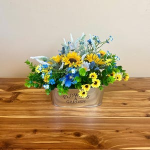 Farmhouse Sunflower Floral Arrangement, Wildflower Floral Arrangement, Farmhouse Table Decor