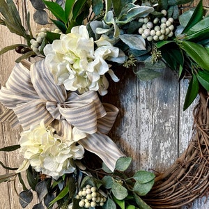 Spring hydrangea wreath,Spring Farmhouse Wreath, Ivory hydrangea wreath, Spring rustic wreath, image 5