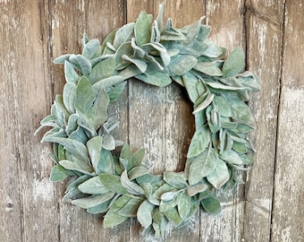 Lamb’s Ear Wreath for Front Door, Greenery Wreath, Spring Wreath, Summer Wreath