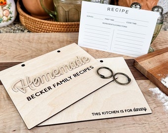 Wooden Recipe Card Holder|Personalized Cookbook|Family Recipe Book