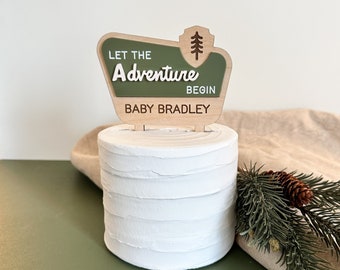 Let the Adventure Begin Baby Shower Cake Topper|National Park Wedding Cake Topper|Personalized Baby Shower Cake Topper