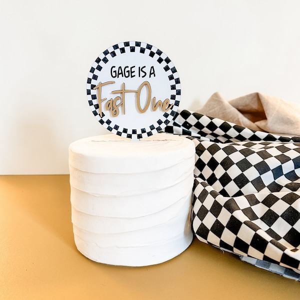 Fast One Cake Topper|Fast One Checkered Birthday|Race Car Birthday|Checkered Birthday