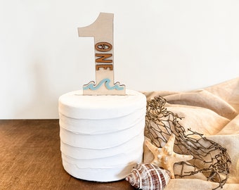 Topper de gâteau de vague | Topper de gâteau sur le thème de plage | Anniversaire de thème de vague | Topper de gâteau de premier anniversaire | The Big One Cake Topper