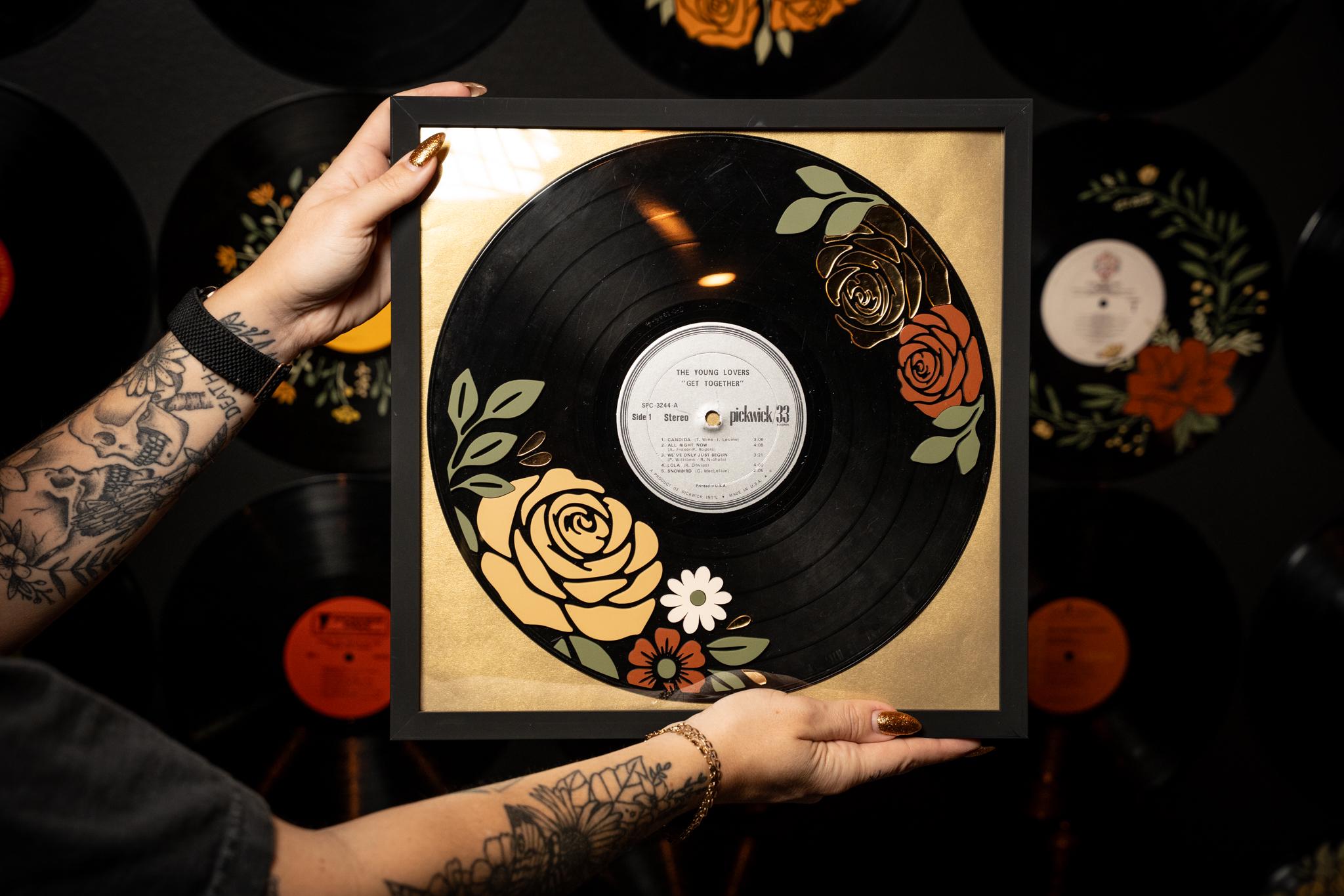 Acrylic Designed Vinyl Record Art Framed Record Tattoo Inspired Wall acrylic-designed-vinyl-record-art-framed-record-tattoo-inspired-wall