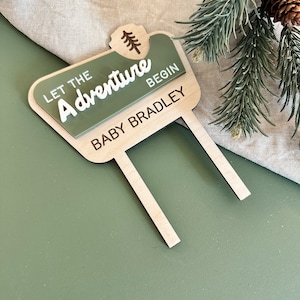 Let the Adventure Begin Baby Shower Cake TopperNational Park Wedding Cake TopperPersonalized Baby Shower Cake Topper image 2