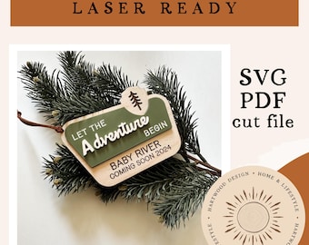 Pregnancy Announcement National Park Ornament|SVG File|Laser Cut File