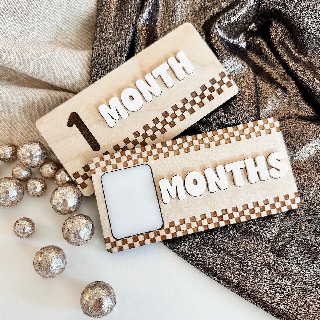 Milestone Check Off Checkered Milestone Setneutral Monthly Milestones - Etsy