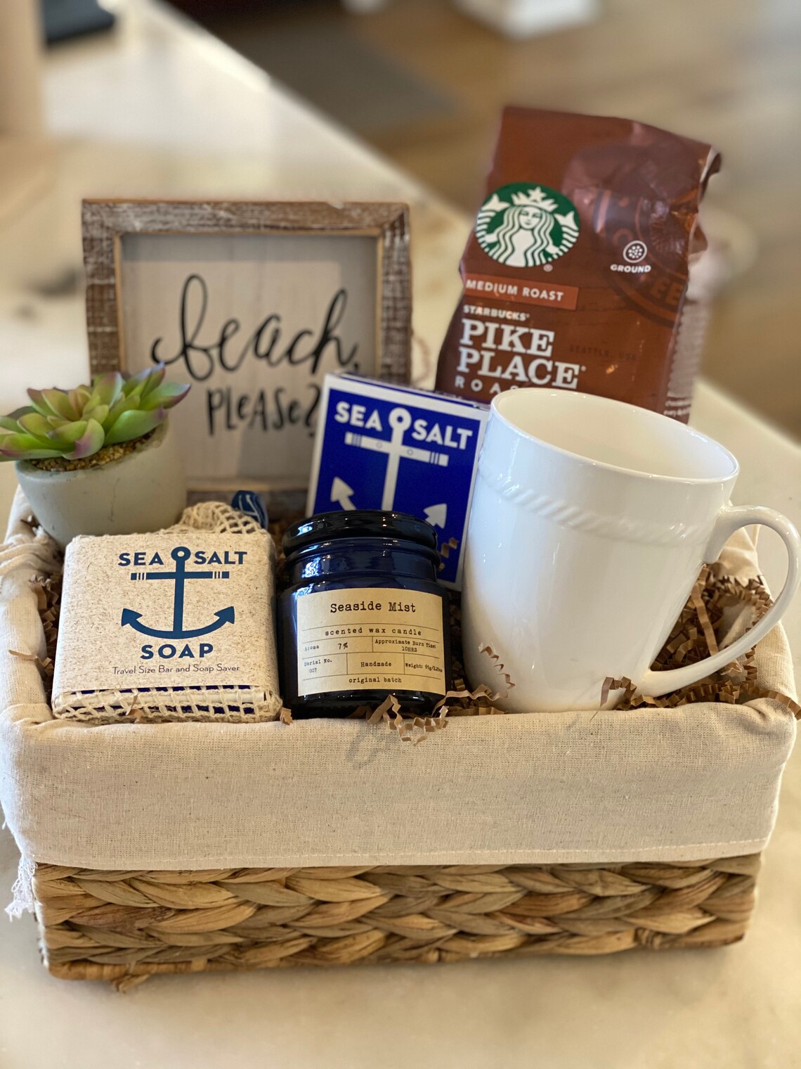 Beach lover gift basket/beachSea salt/Nautical gift basket/Sea Etsy