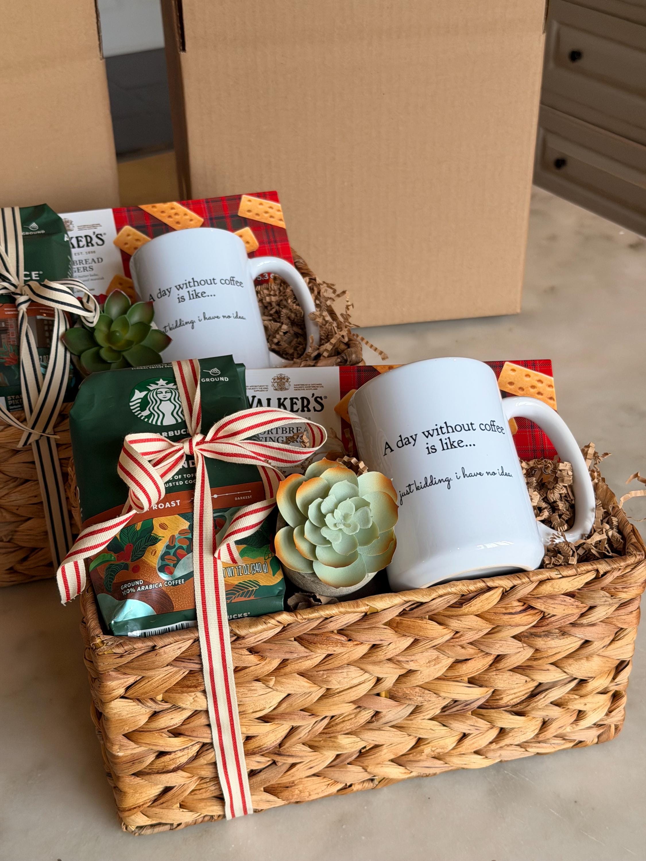 Coffee Lover Gift Basket, Starbucks, Mug, Succulent, Coffee Lover Gift Basket, Coffee Gift, Co Worker Basket, Gift Baskets, Thank You, Coffee