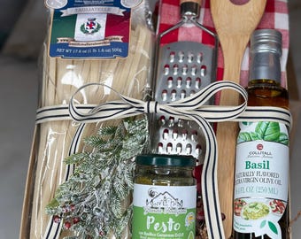 Noche de pasta/Cestas de regalo/Regalos/Regalo para parejas/Pasta/Cesta de regalo gourmet/Gastronomía/Felices fiestas/Amantes del pesto/Regalo corporativo/Regalo de temática italiana