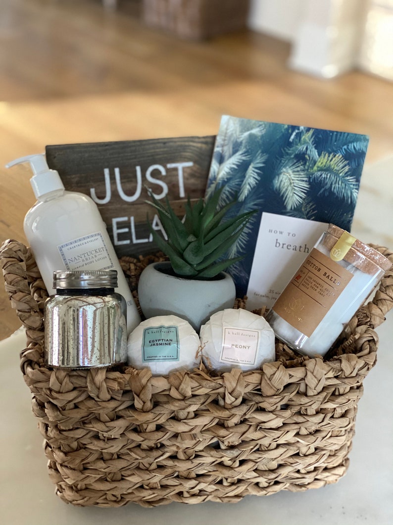 Relaxation gift basket / Breathe / Relax gift basket/ Spa gift Etsy
