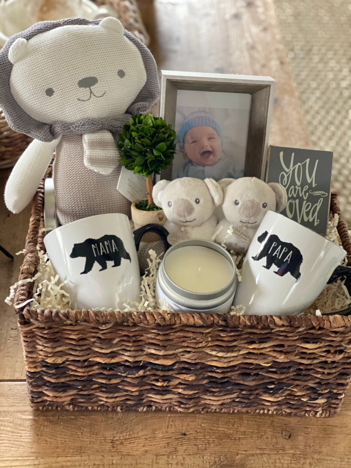 New baby gift basket /unisex gift basket / baby shower gift Etsy