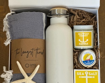 Regalos para amantes de la playa/Cestas de regalo/Decoración costera/Jubilación/Relajación/Regalos para mujer/Feliz cumpleaños/Navegación y vela/Aromaterapia/Playa