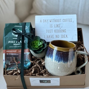 Coffee/coffee lover/Cozy/Thank you/Gift Basket/Gift box/Gift Baskets/Co worker gift/Coffee Themed gifts/Latte/Coffee lover/Mom gift/Dad gift