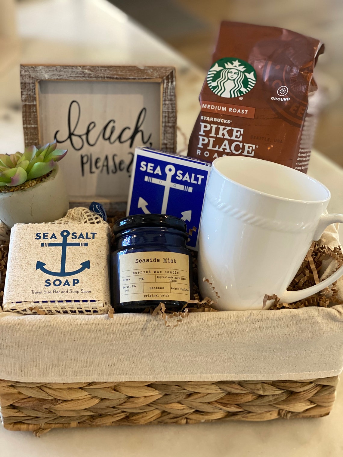 Beach lover gift basket/beachSea salt/Nautical gift basket/Sea Etsy