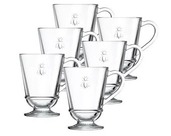 Tazze da caffè in vetro La Rochere con ape (set da sei), Tazza con ape, Vetro, Decorazione per la casa, Tazze da tè, Tazze in vetro a tema ape, Vetro fatto a mano