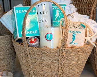 Cesta de regalo para amantes de la playa/Cesta de regalo/Cesta de spa/Playa/Costa/Regalo de agradecimiento/Feliz cumpleaños/Regalo de bienvenida para invitados/Playa/Cestas de regalo de lujo