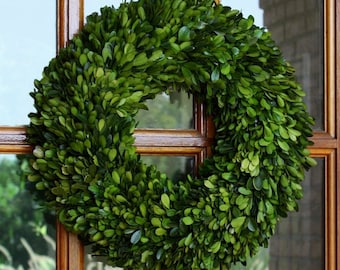 Buxuskrans/16"Bewaarde buxuskrans/Kerstkrans/Bewaarde buxus/Decoratieve krans/Kransen/Deurkrans/Bewaarde bloemen/Krans