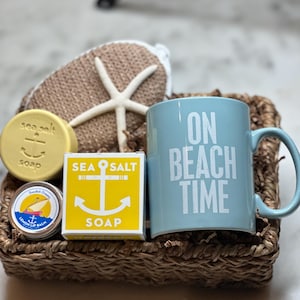 Cesto regalo per amanti della spiaggia/Regali a tema spiaggia/Costiero/Cesti regalo/Regali per lei/Fatto a mano/Relax/Pensionamento/Cesti regalo personalizzati/Mare