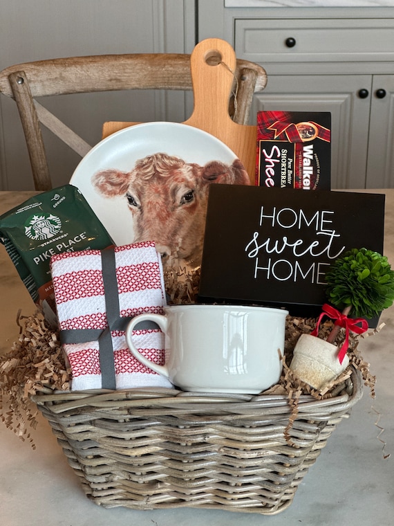 New Home/welcome Home/farmhouse/gift Baskets/gift Basket/cow/new