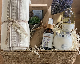 Lavender gift basket/Luxury Spa lover gift/Wellness gift/Themed gift baskets/Gift Basket/Get Well soon/Relax/Unwind/Retirement/Peace/Prayers