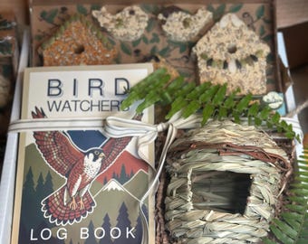 Regalo para observadores de aves, set de regalo para observadores de aves, caja de regalo temática, amante de la naturaleza, amante de las actividades al aire libre, cestas de regalo personalizadas, regalos para él, amante de las aves, jardinería