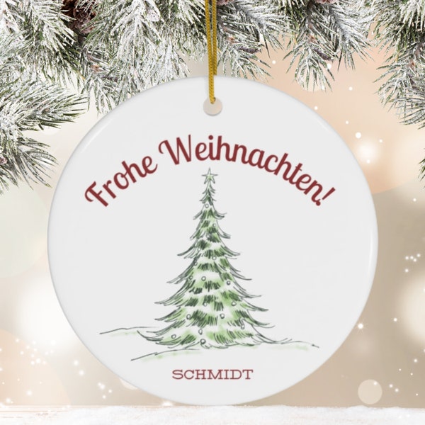 Personalized Frohe Weihnachten Ornament | Keepsake Ornament | Christmas Decorations | German Teacher Gifts | Germany Christmas Ornaments