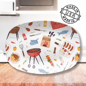 Unique BBQ Gift for Dad Grill Master Grilling Plate Dad Gift from Kids Custom Platter Gift for Grandpa