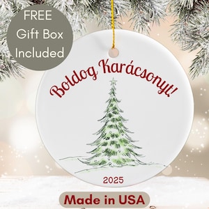 Personalized Hungarian Gift Christmas Ornament,Boldog Karácsonyt Christmas Gift,Custom Xmas Decorations,Hungary Christmas,Made in USA