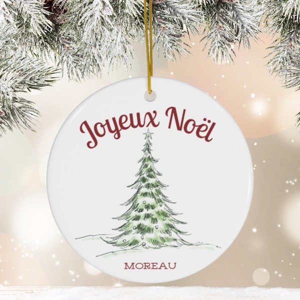 Personalized Joyeux Noel Ornament | French Xmas Decoration | France Christmas Decor | Unique Christmas Gift | Made in USA | Holiday Present