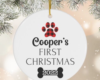 Dogs First Christmas Ornament | Puppy First Christmas | Dog Mom Gift | Custom Dog Christmas | Gift for Dog Lovers | Personalized Xmas Gift