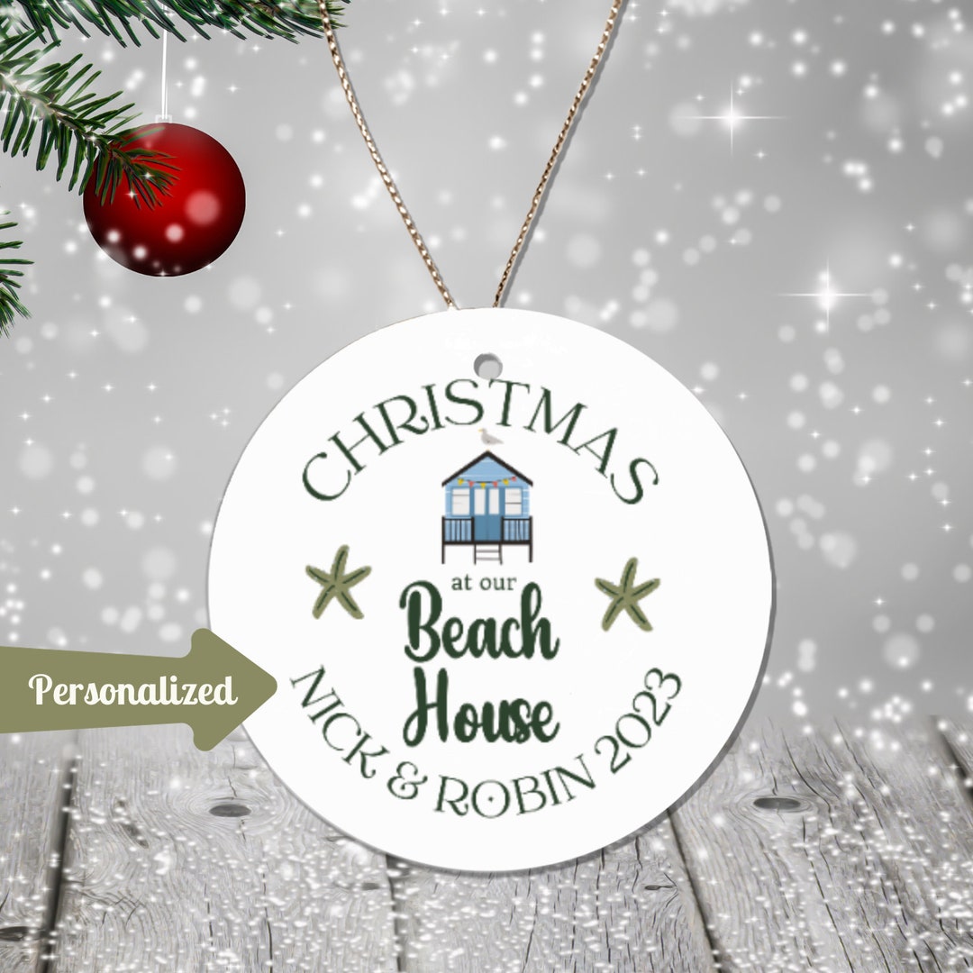 Personalized Beach House Christmas Ornaments Beachy Christmas Decor