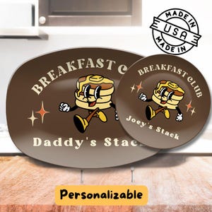Personalized Pancake Platter Gift Custom Breakfast or Brunch Plate for Father and Kids Fathers Day Gift for Papa or Daddy Sentimental Gift