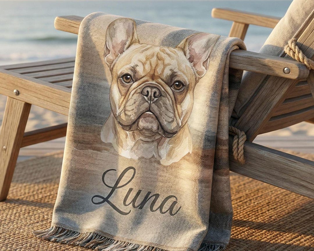Personalized Dog Breed Woven Blanket | Custom Pet Name Watercolor Throw ...