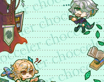 Memopads Haikaveh Chibi | Urocze artykuły papiernicze z motywem anime | 30 odrywanych arkuszy | Genshin Impact