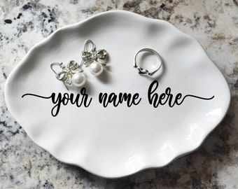 Personalized Ring Dish | Gift for Her | Custom Ring Holder | Ceramic Jewelry Dish | Engagement Gift, Mother's Day Gift, Anniversary Gift
