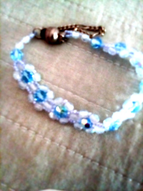 Hand beaded,crystal, floral,bracelet