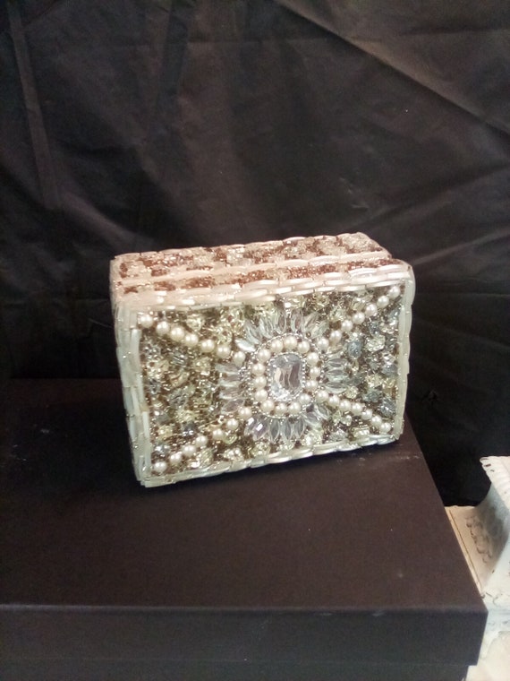Jeweled  jewelry box studded with stones, beads e… - image 10