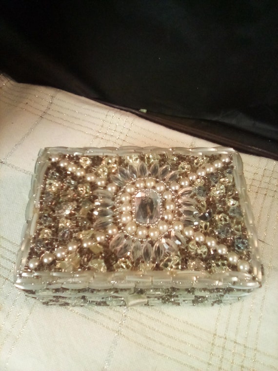 Jeweled  jewelry box studded with stones, beads e… - image 2