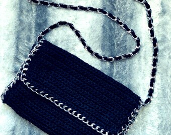 Handmade Black Knitted Purse