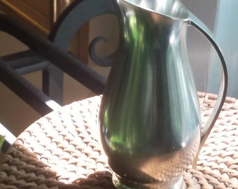 SOLD!! Pewter MCM Pitcher: Royal Holland pewter.  Reflects Mid-Century origins. Elegance & Simplicity. Versatile = Art. Vase. Beverages.