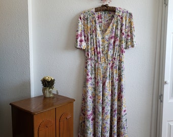 1970s Cottagecore Floral Romantic Rose Garden Maxi Summer Dress/