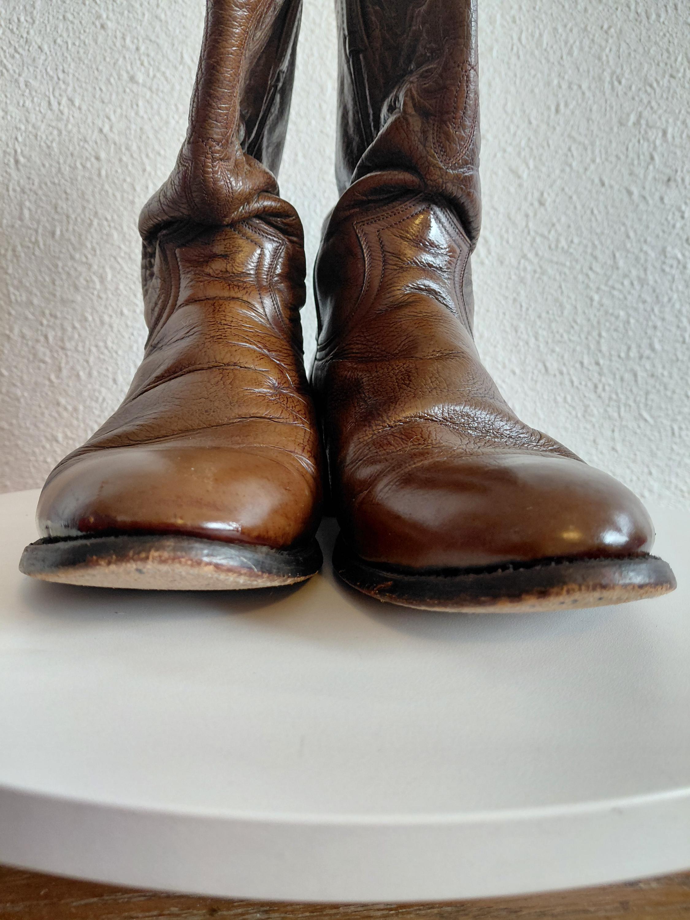 Vintage Ben Miller BM Western Rockabilly Brown Leather Cowboy Farmer Boots Vintage Ben Miller BM Western Rockabilly Brown Leather  main image 3