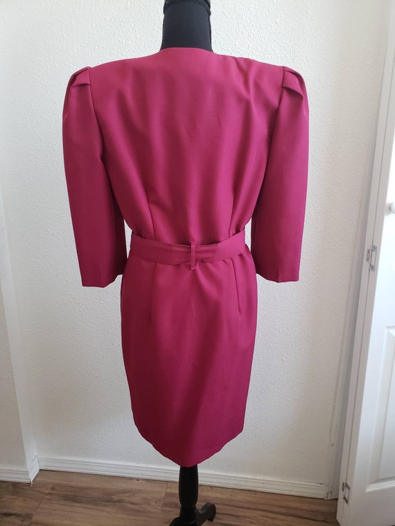 1990s Women elegant belted office dress/ - image 6