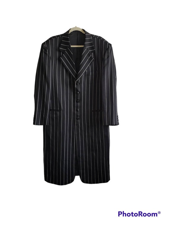 Falcone Black White Stripes Coat, 90s Retro Style 