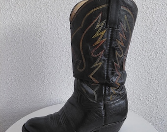 Vintage Diligencia Western Black Leather Boots womens US 9.5- 10. Made In Mexico. 